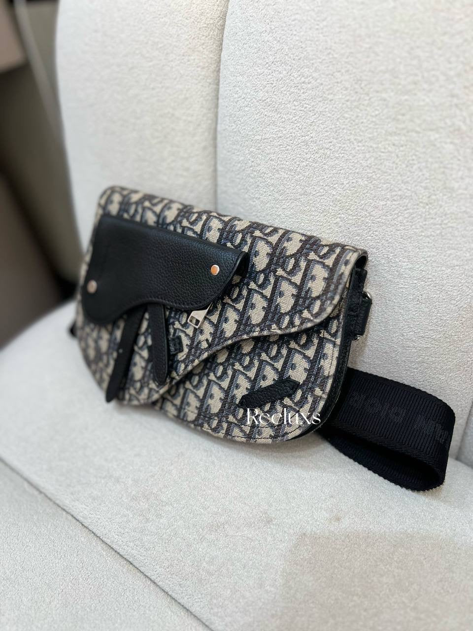 CHRISTIAN DIOR Saddle Oblique Jacquard Canvas Messenger Bag