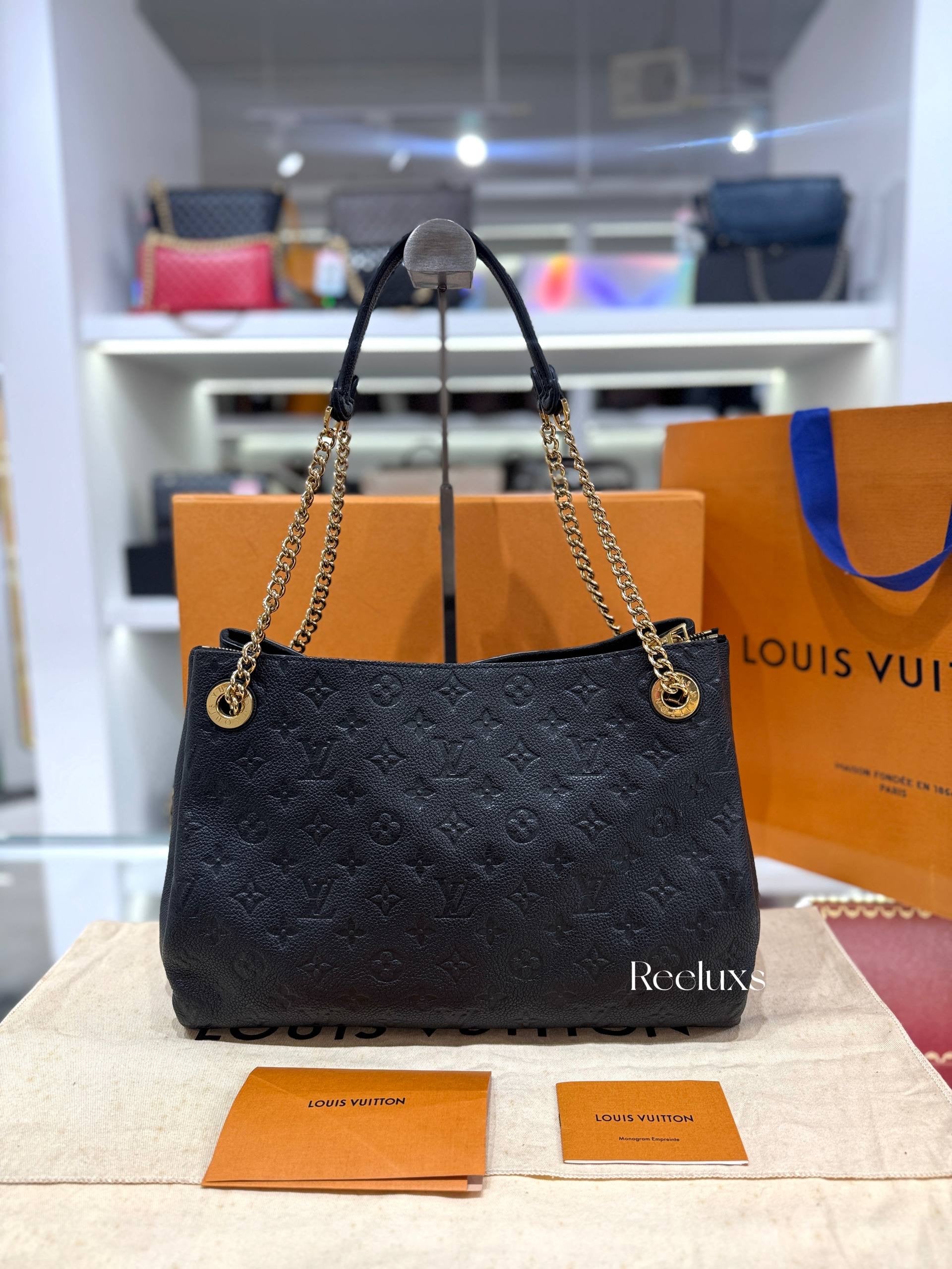 Full Set LOUIS VUITTON Black Monogram  Empreinte Leather Surene MM Bag