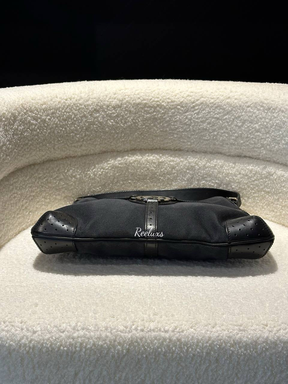 GUCCI  Black Canvas Reins Shoulder Bag