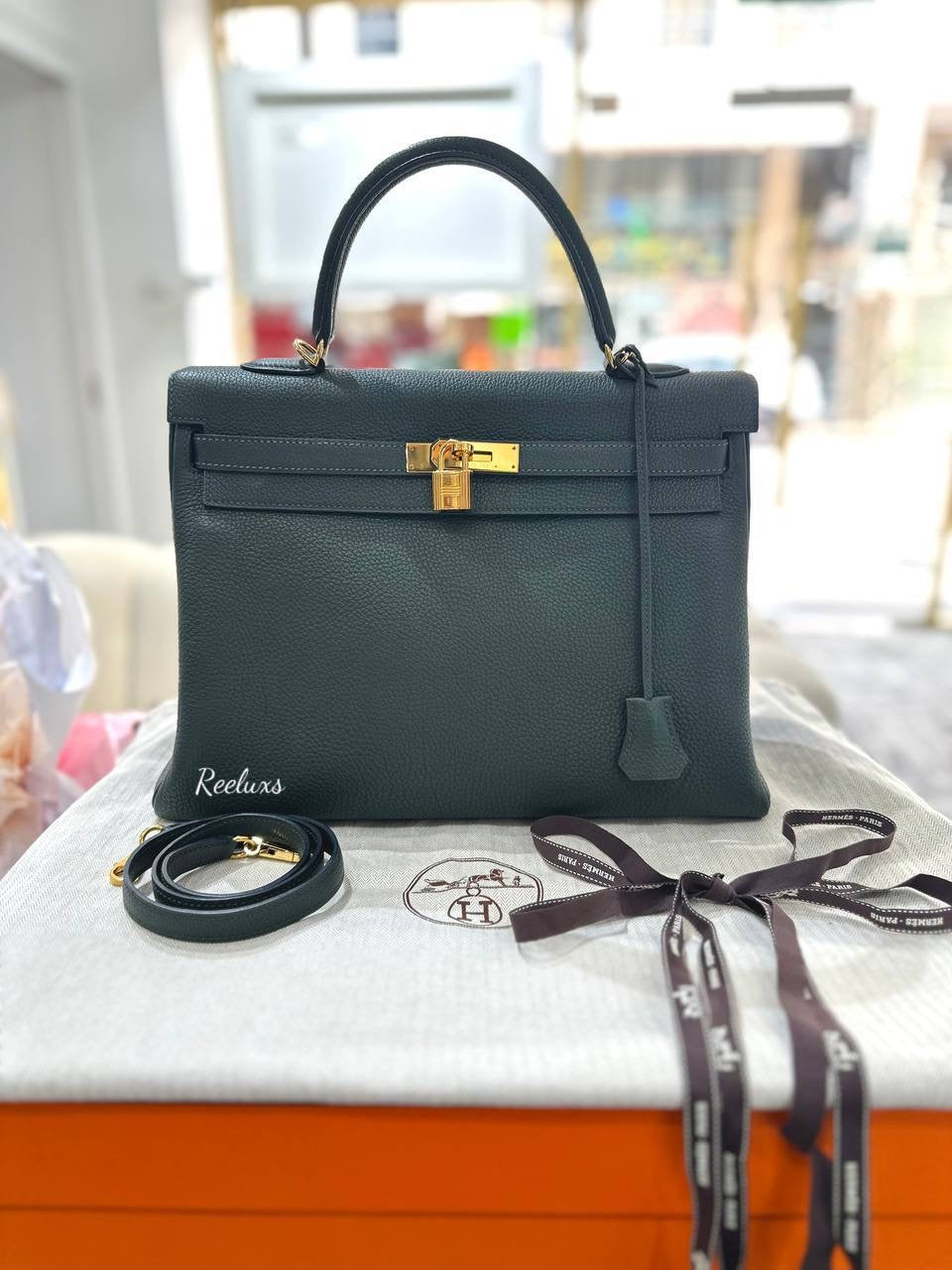 HERMES Kelly 35  Leather Hand Bag GHW