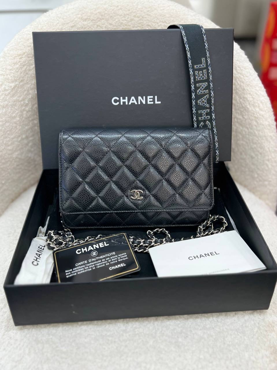 CHANEL Classic Wallet on Chain (WOC) in Black Caviar