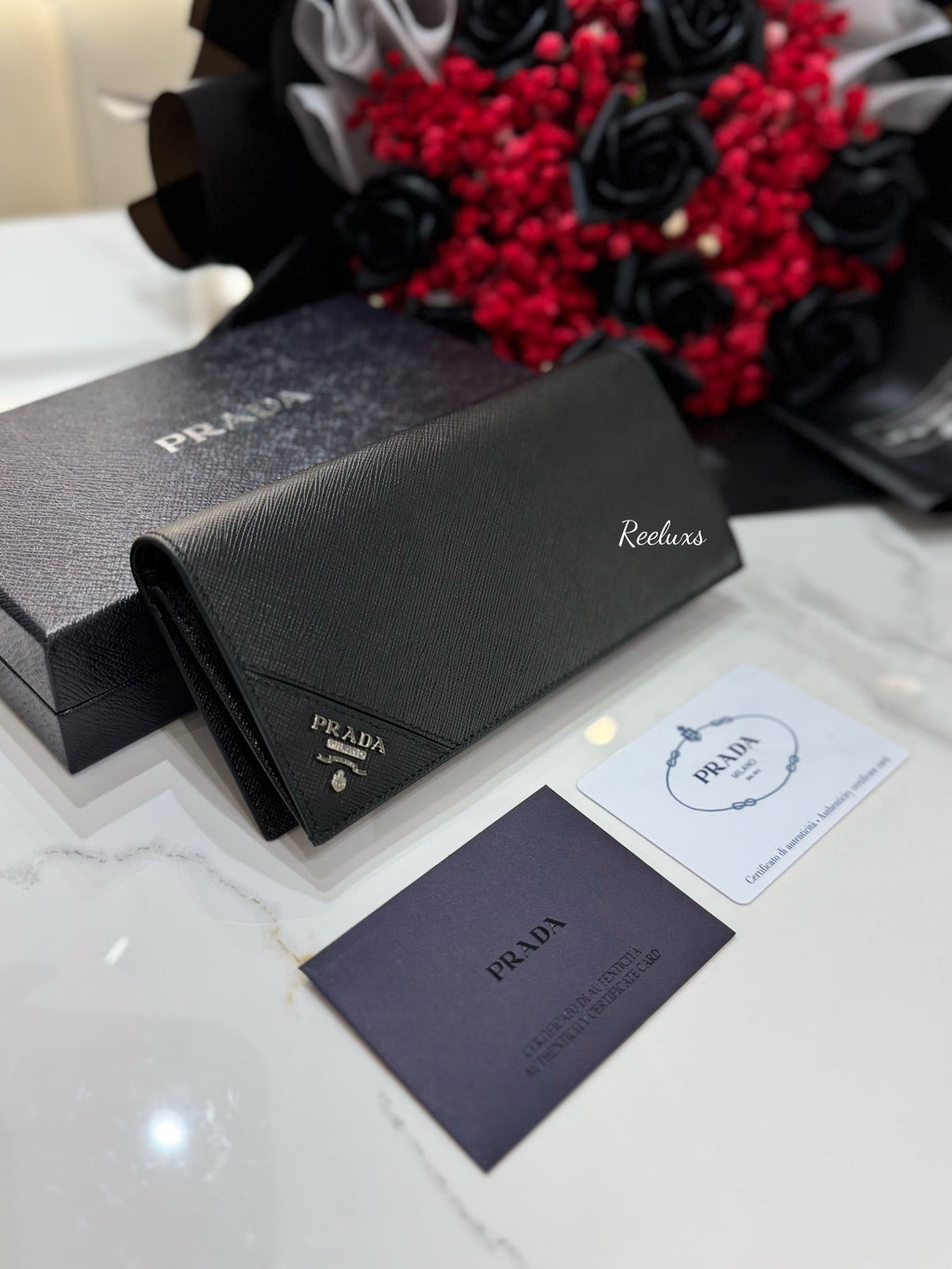 PRADA Black Saffiano Bifold Long Wallet