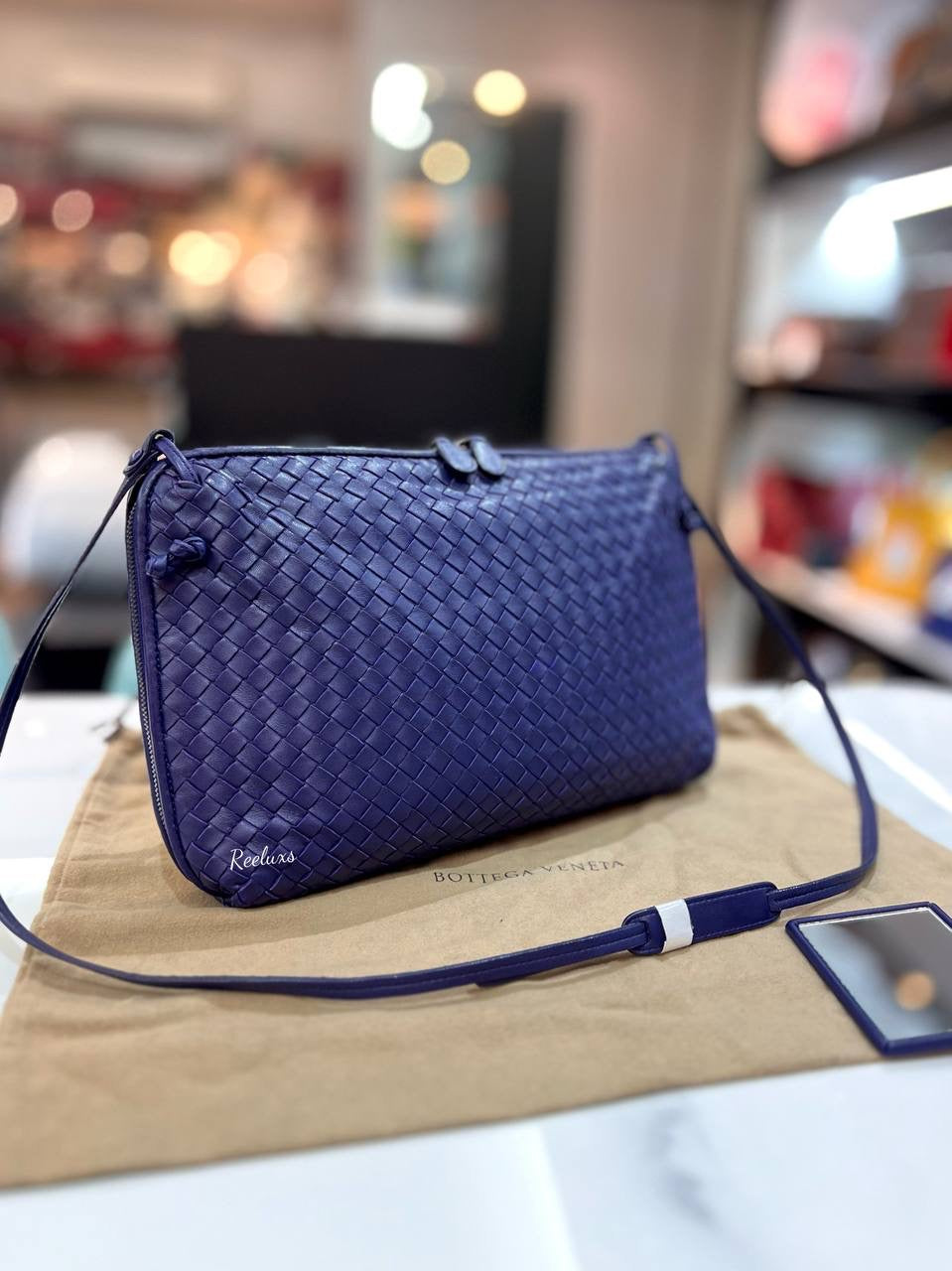 BOTTEGA VENETA Dark Purple Nodini intrecciato Shoulder Bag