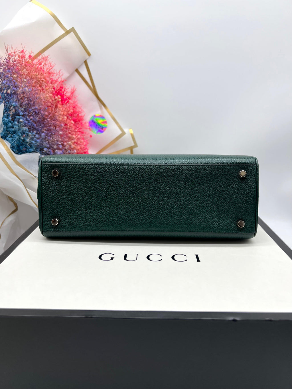 GUCCI ZUMI HANDBAG DARK GREEN GRAINED LEATHER - Reeluxs 