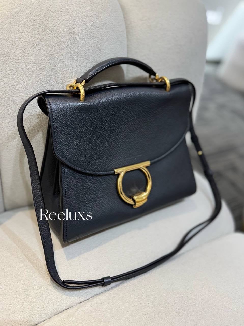 SALVATORE FERRAGAMO Calfskin Medium Margot Top Handle Satchel Handbag