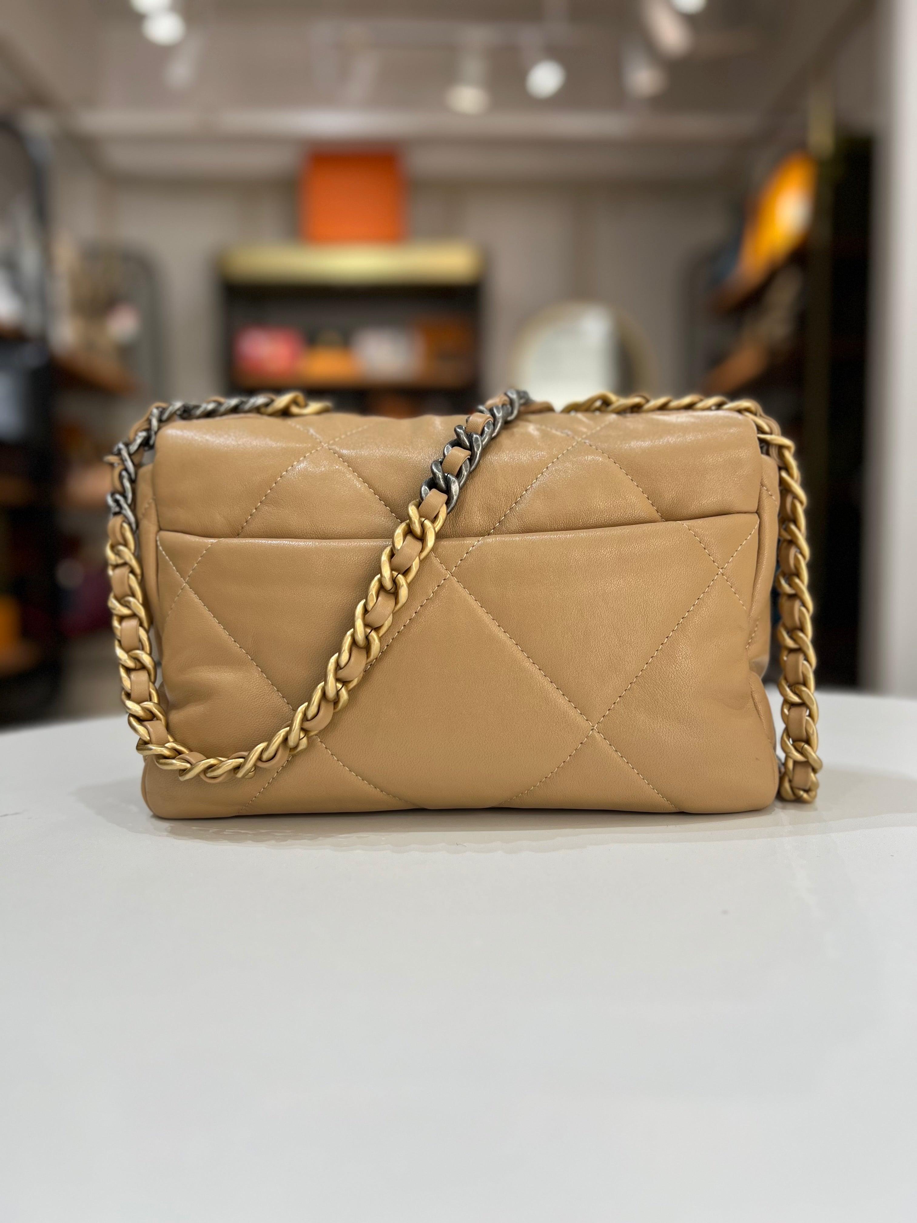 CHANEL 19 Lambskin Beige Color With GHW & SHW Women Shoulder Bag - Reeluxs 