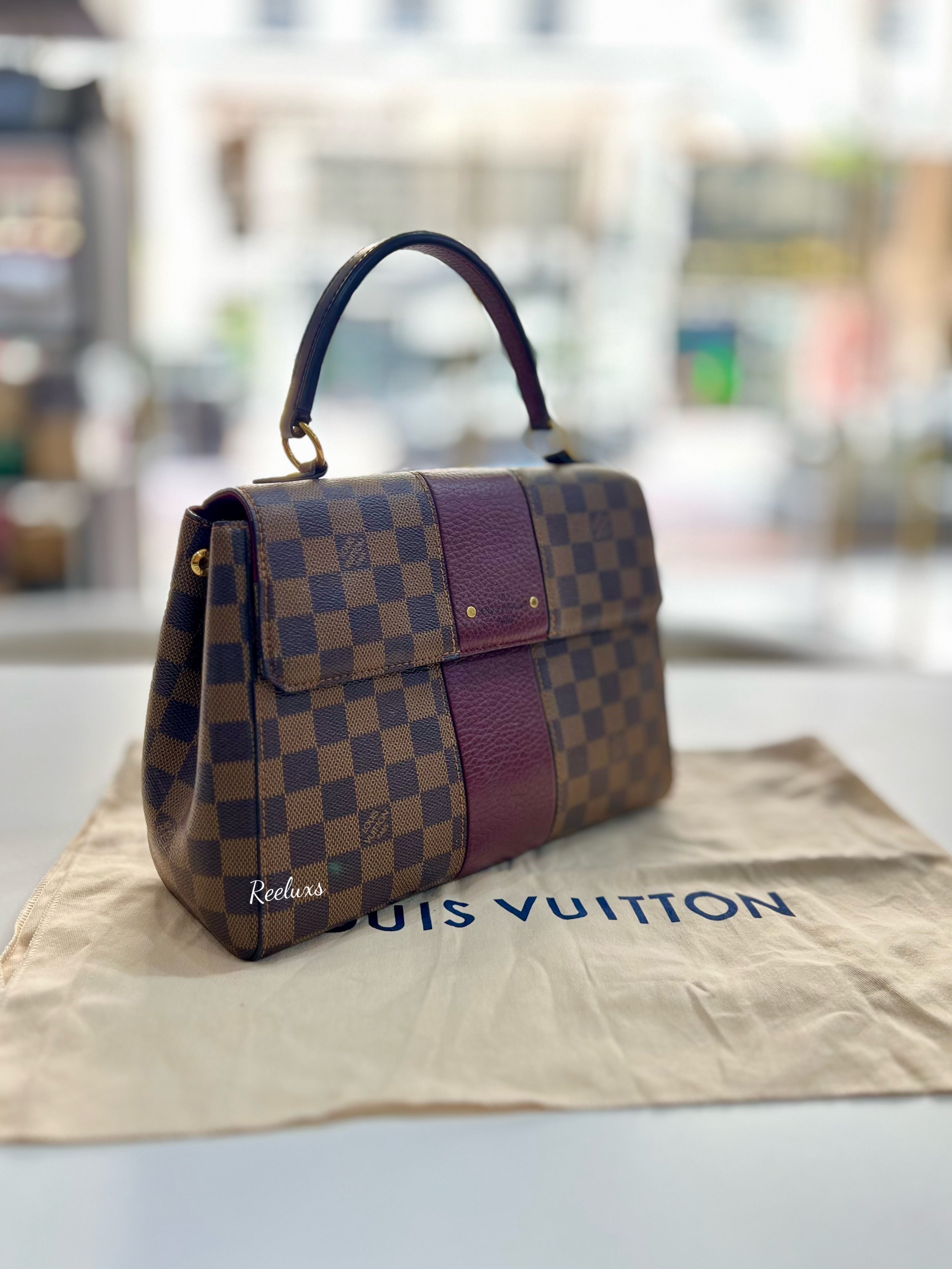 LOUIS VUITTON LV Bordeaux Damier Ebene Canvas Bond Street Handbag / Shoulder Bag