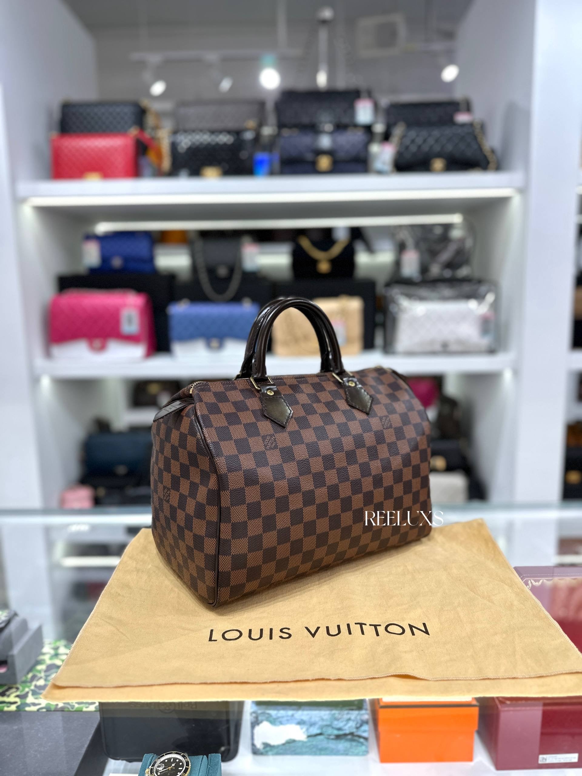LOUIS VUITTON Damier Ebene Speedy 30 Handbag