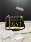 CHRISTIAN DIOR Black Cannage Quilted Lambskin Leather Medium