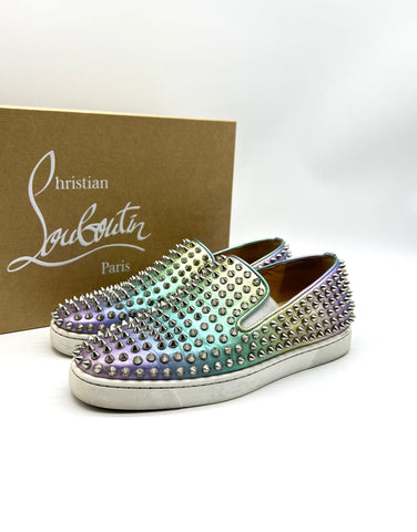 CHRISTIAN LOUBOUTIN Silver Roller Boat Sneakers - Reeluxs 