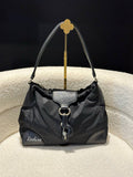 PRADA Tessuto Black Nylon Leather Hobo Bag / Shoulder Bag