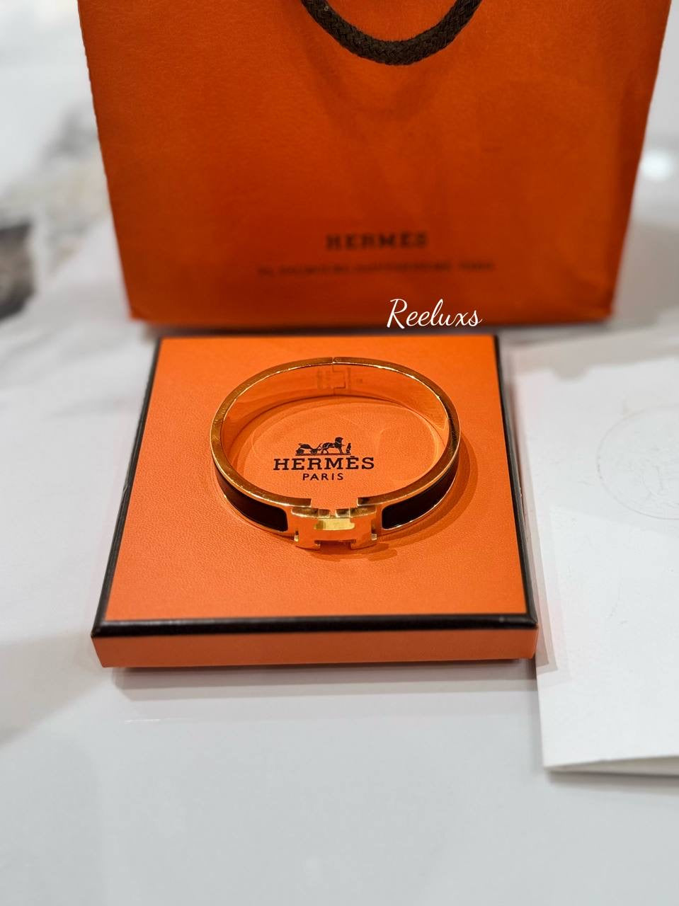2023 FULL SET HERMES Bracelet Clic H Plor Noir PM Gold Hardware For Women's