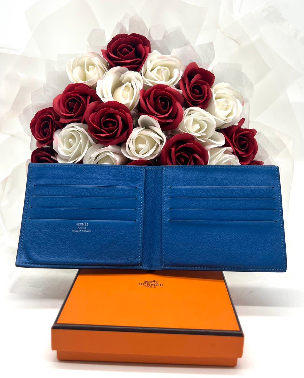 HERMES Blue Swift Citizen Twill Compact Wallet A Stamp - Reeluxs 