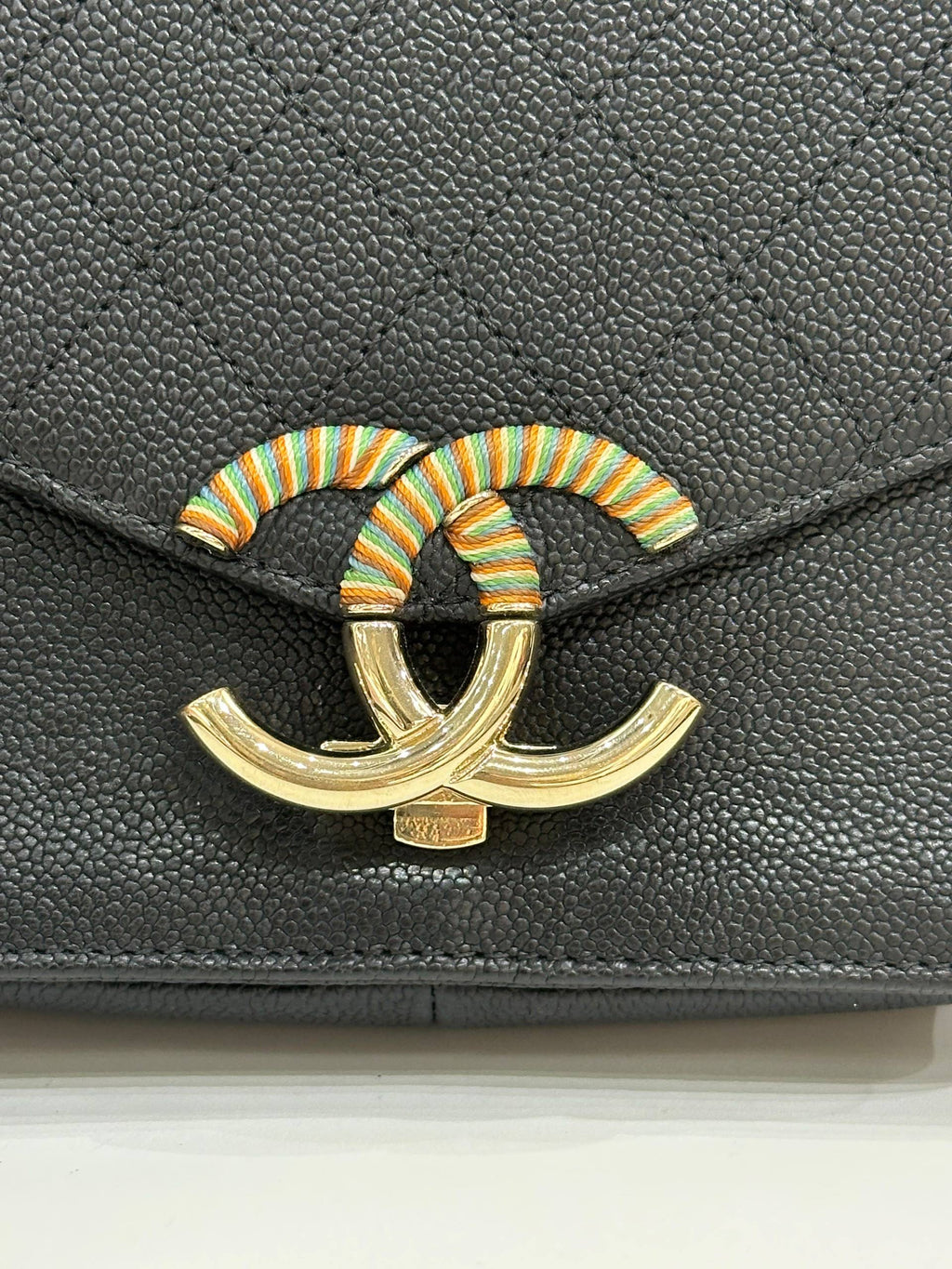CHANEL Paris-Cuba Quilted Caviar Thread Around Flap Bag