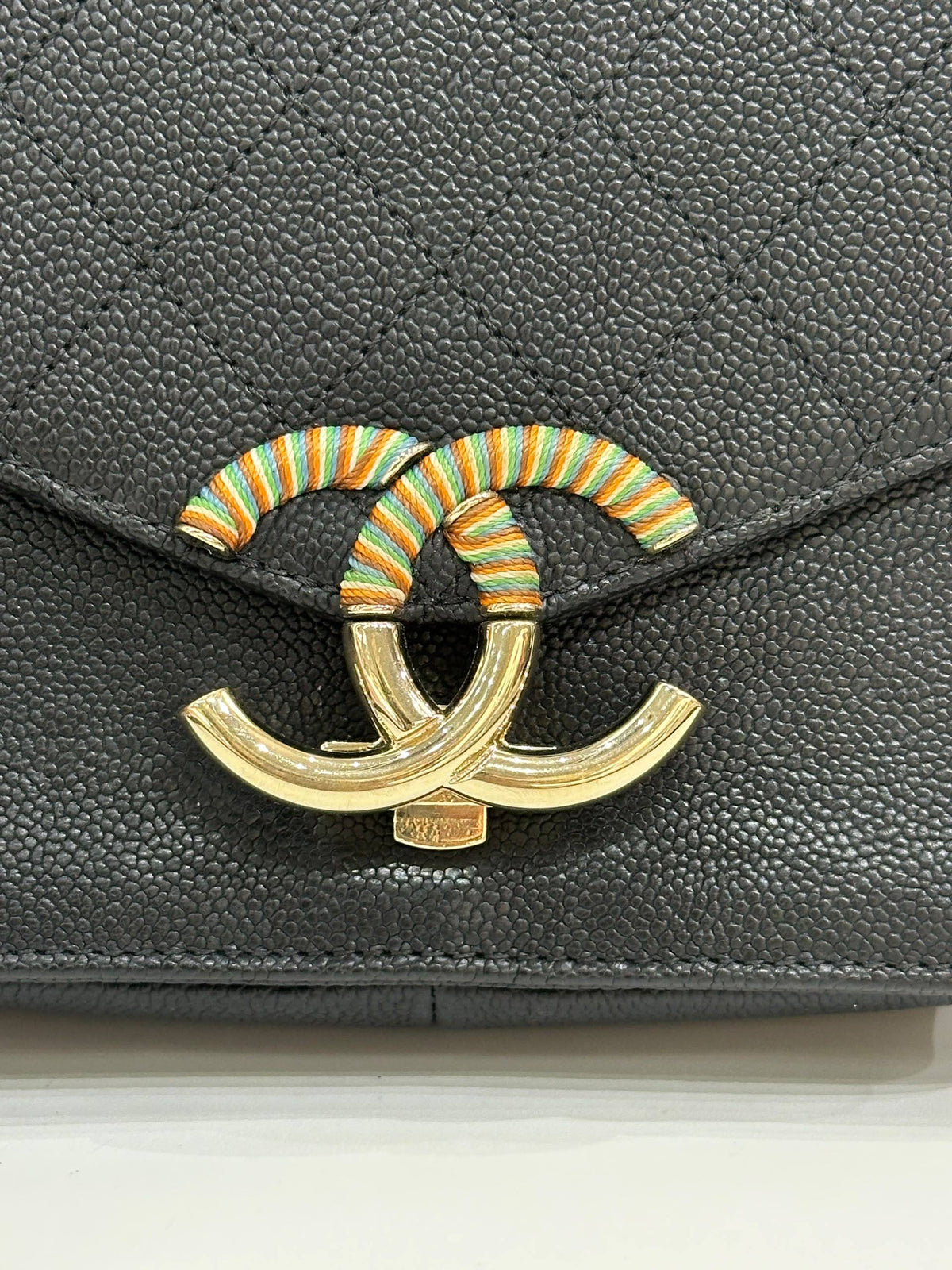 CHANEL Paris-Cuba Quilted Caviar Thread Around Flap Bag