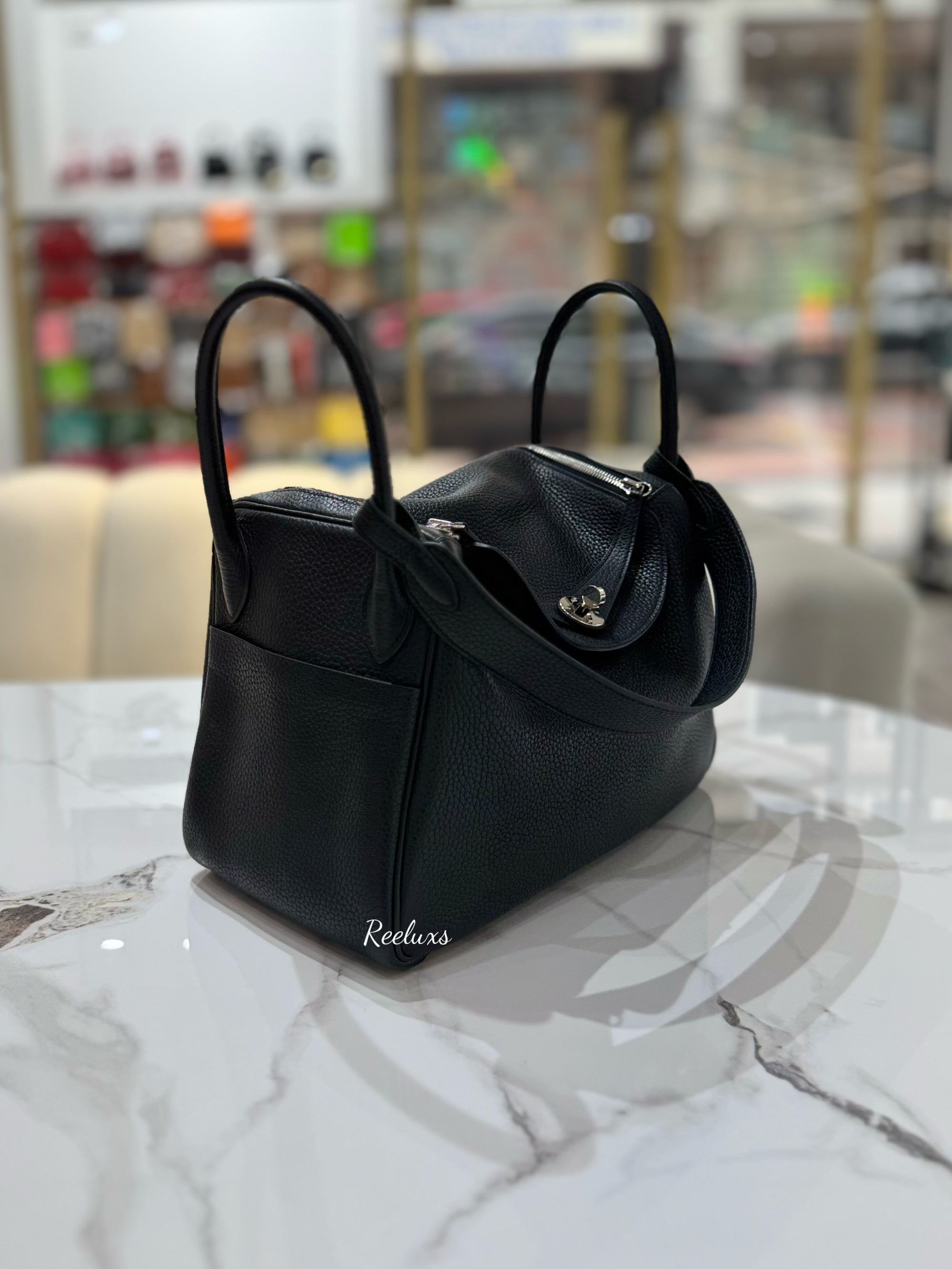 HERMES Lindy 30 Palladium Shoulder Bag