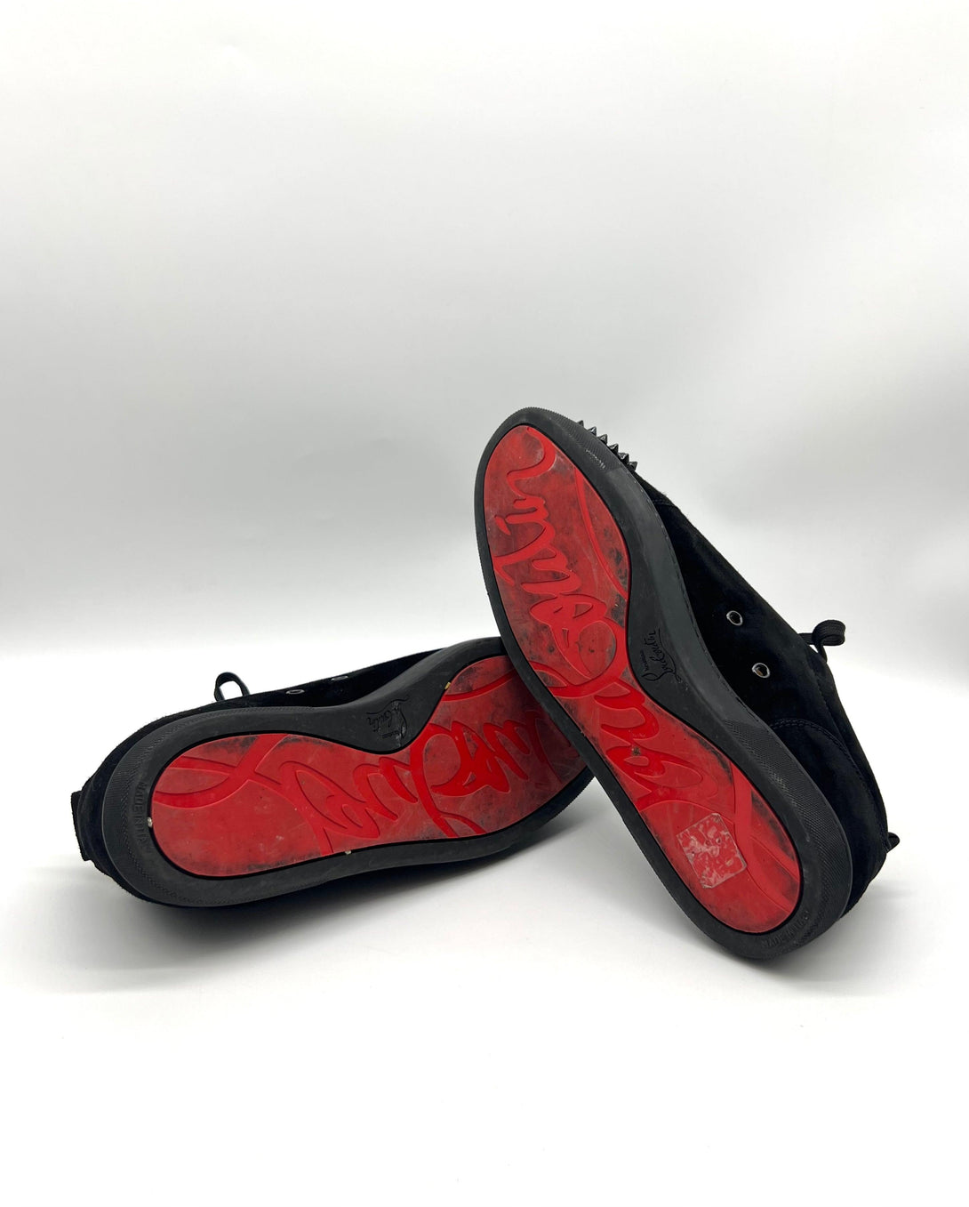 Christian Louboutin Junior Spikes Suede Black Sneakers Shoe Size 44 - Reeluxs 