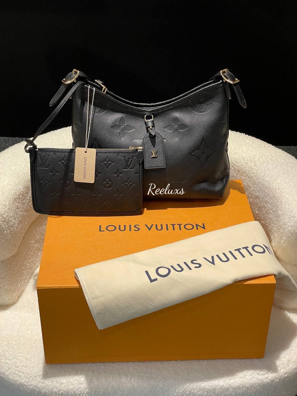 FULL SET LOUIS VUITTON LV NFC Carryall PM Bag In Monogram Empreinte Leather With Zipped Pouch Hand Bag
