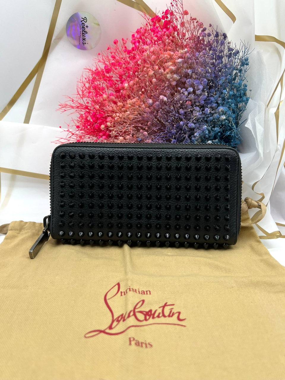 CHRISTIAN LOUBOUTIN Panettone Spike Leather Zippy Around Long Wallet - Reeluxs 