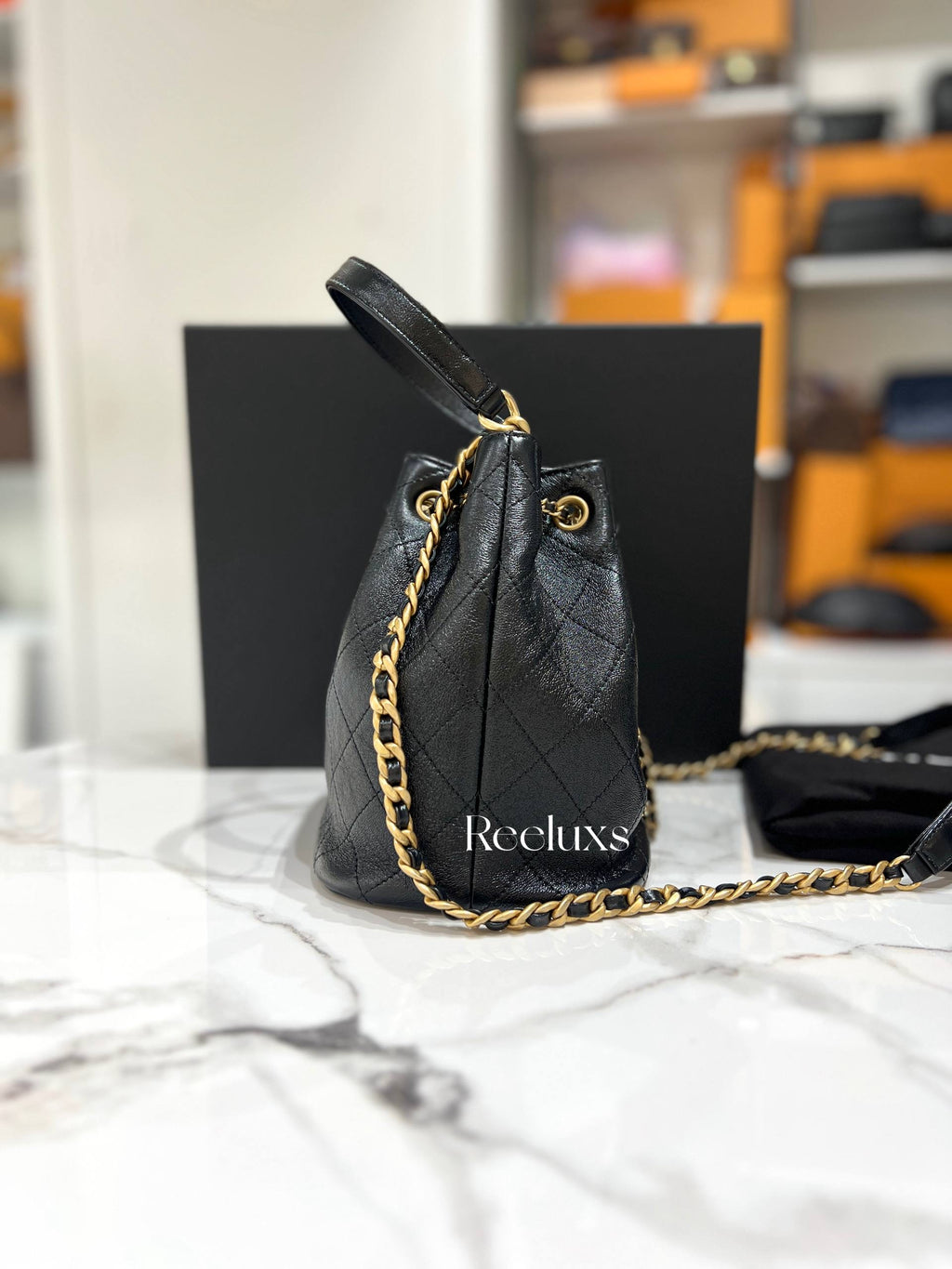 CHANEL Drawstring Bucket Bag