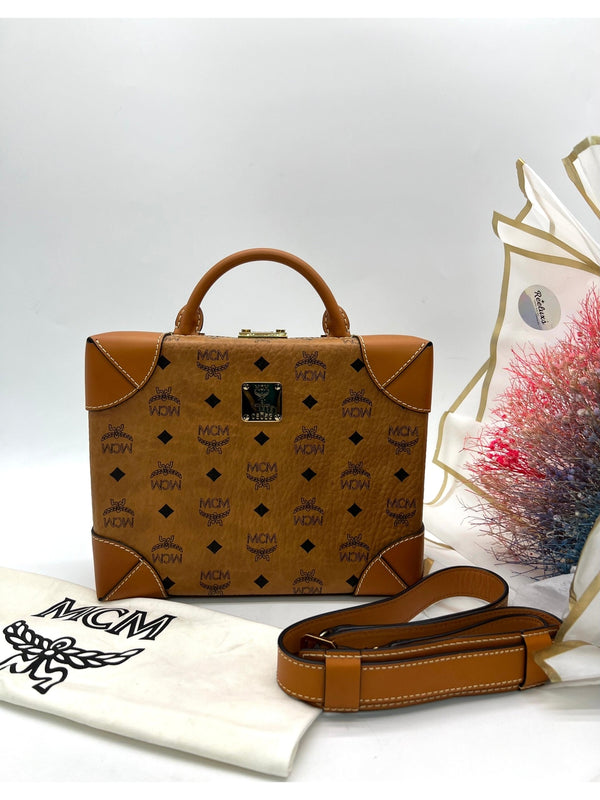 MCM Briefcase, Visetos canvas in cognac - Reeluxs 