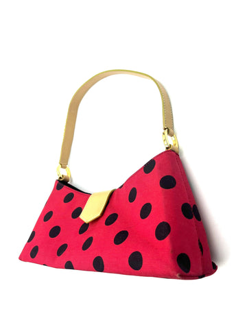 Moschino Red/Black Canvas and Leather Polka Baguette Bag - Reeluxs 