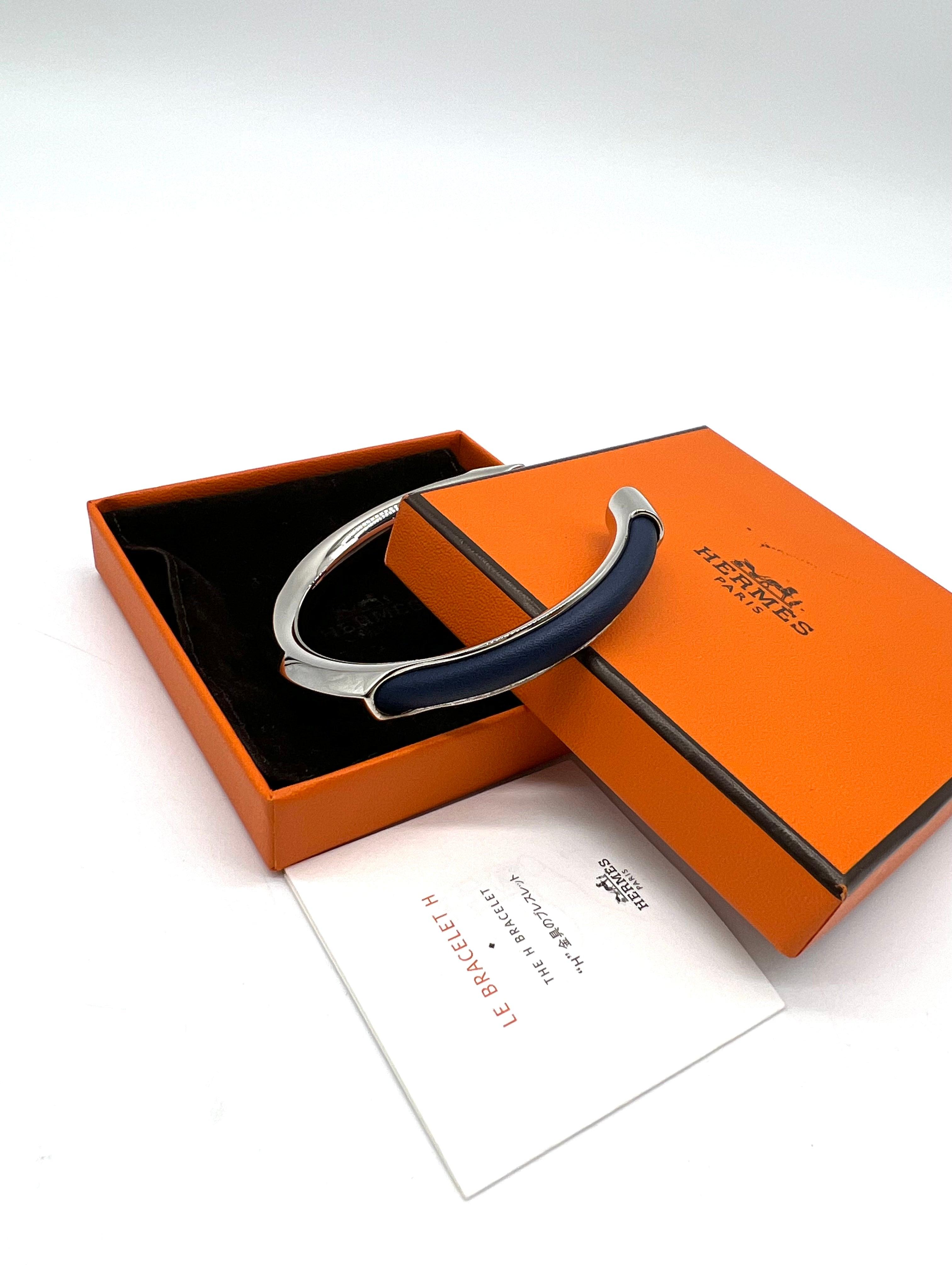 HERMES Swift Paris Tokyo Cuff Bracelet T5 Blue - Reeluxs 