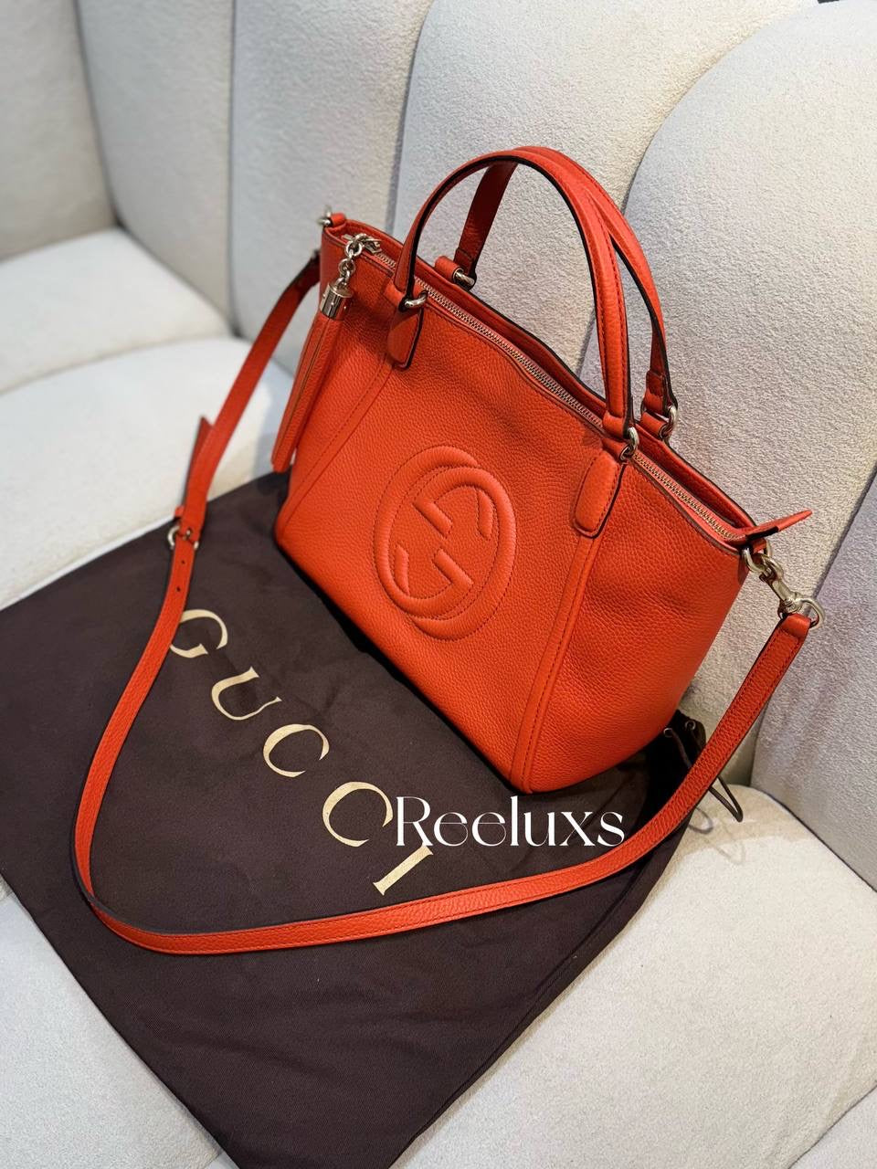 GUCCI Soho Top Handle Bag Orange Tote Bag