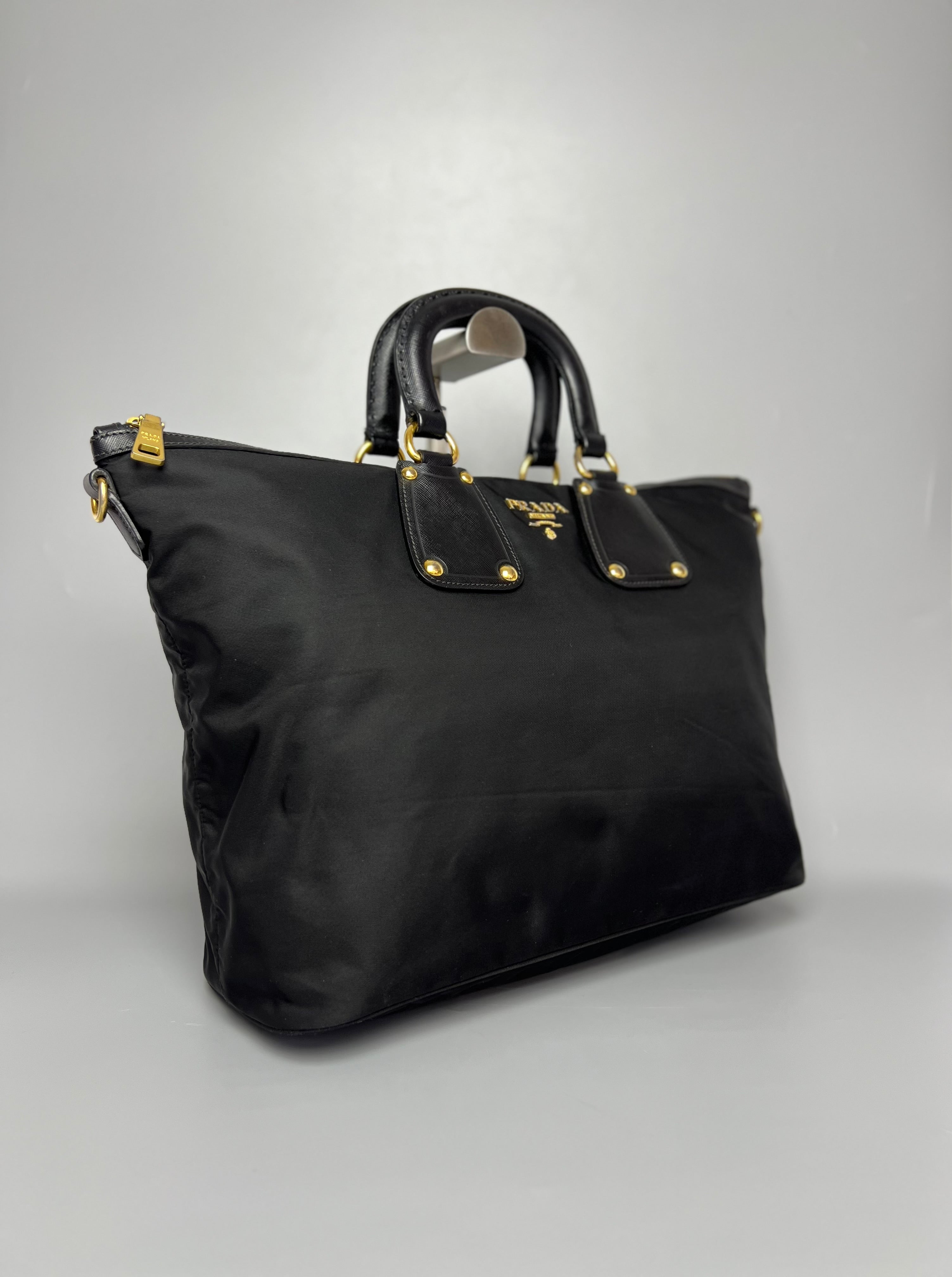 PRADA Black Tessuto Nylon Tote Bag