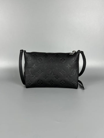 LOUIS VUITTON LV Black Monogram Empreinte Leather Pallas Pochette Crossbody Bag