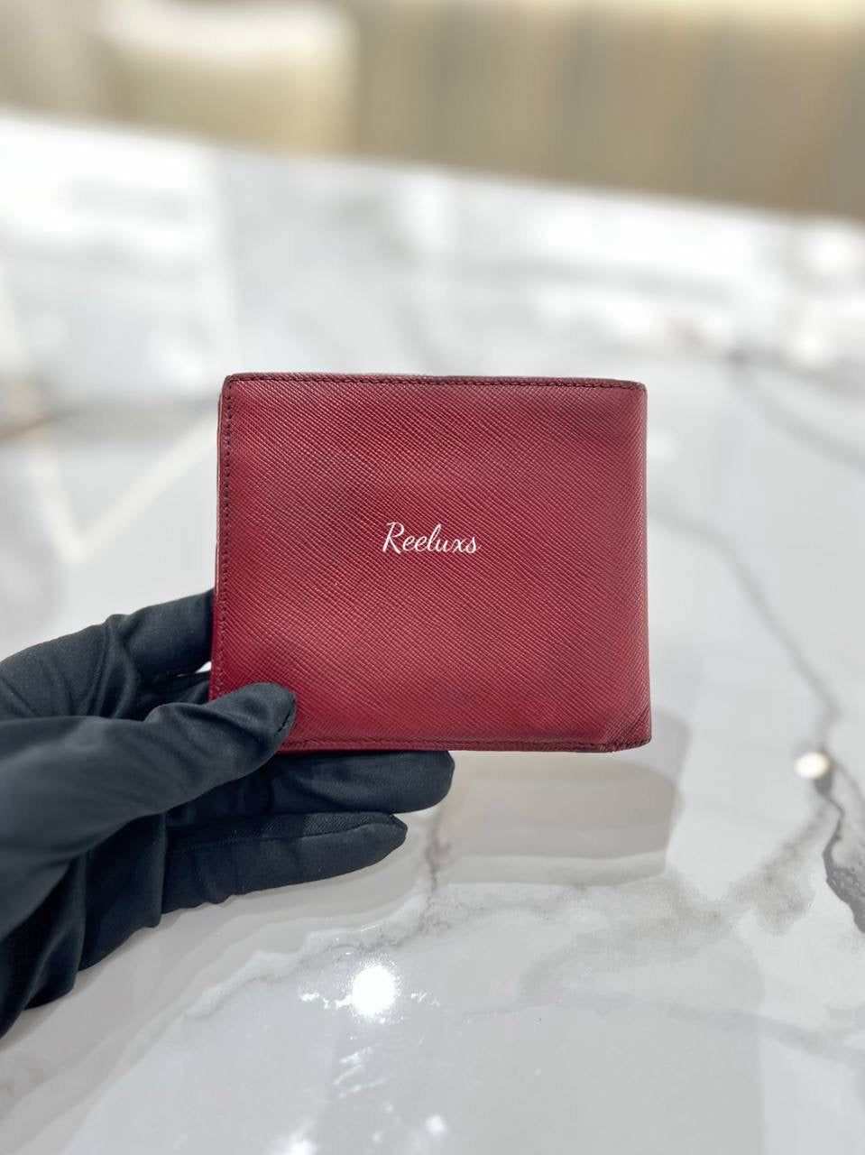 PRADA Saffiano Leather Money Clip Bifold Wallet