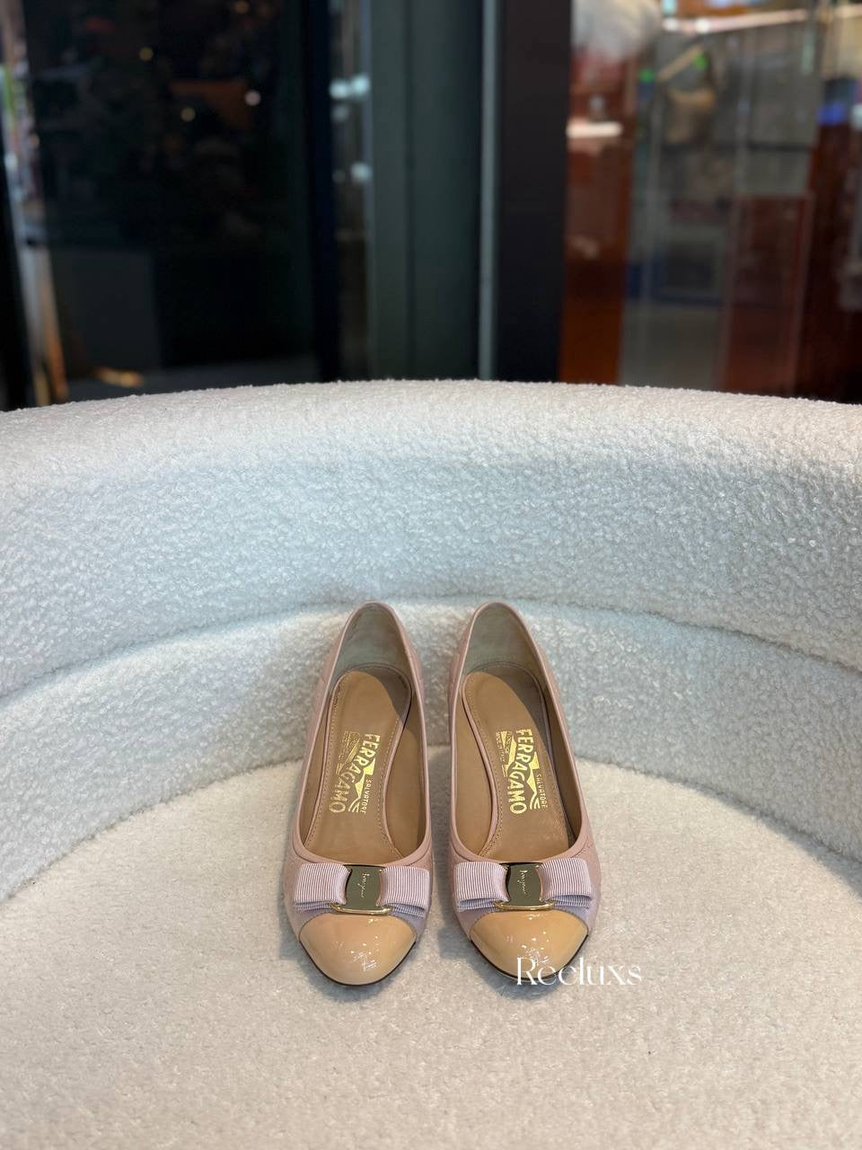 Salvatore Ferragamo Varina Bow Quilted Ballet Flats In Nude Flesh