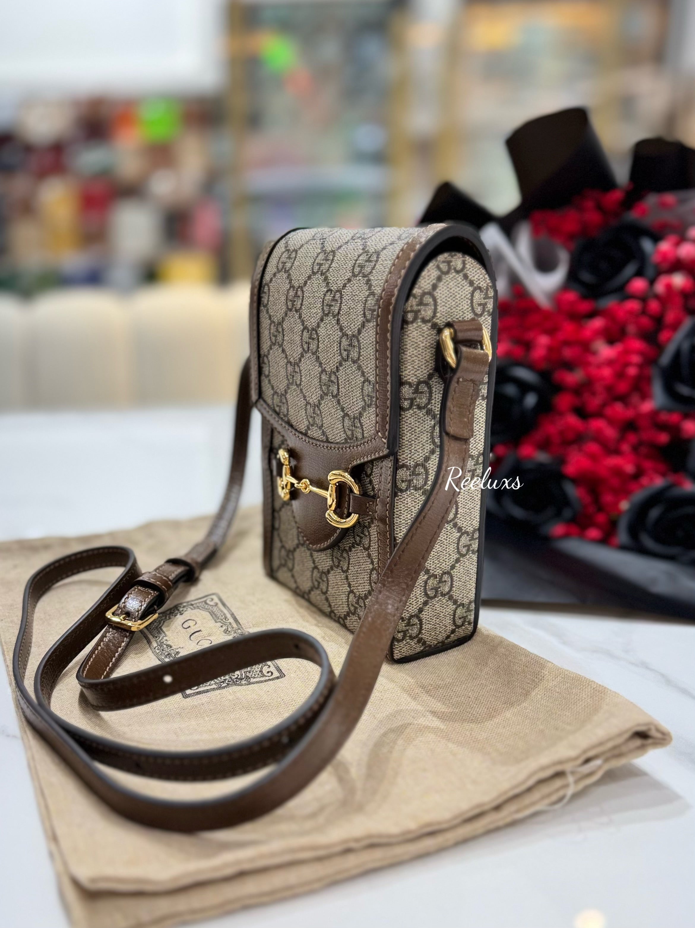GUCCI Horsebit Mini Bag GG Supreme Monogram Crossbody Bag