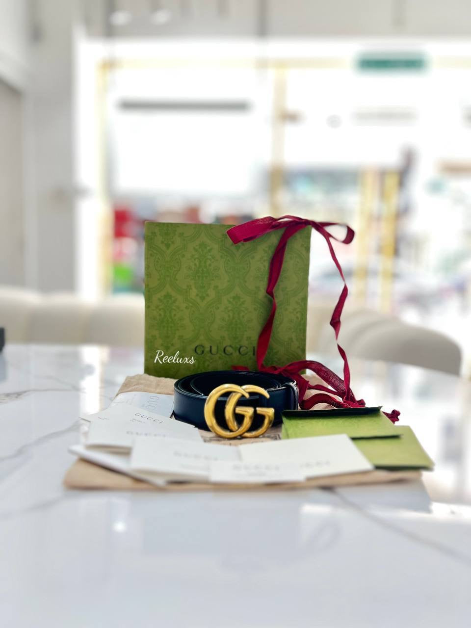 FULL SET GUCCI  GG Marmont Black Leather Belt