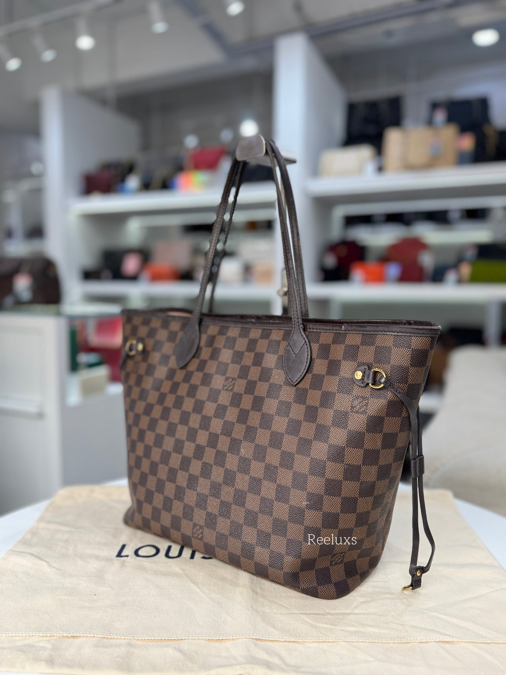 LOUIS VUITTON LV Neverfull MM Tote bag Damier Ebene Canvas