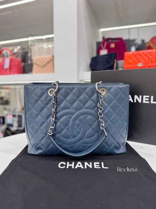 CHANEL Grand Shopping Tote Caviar Leather with Silver-Tone Hardware