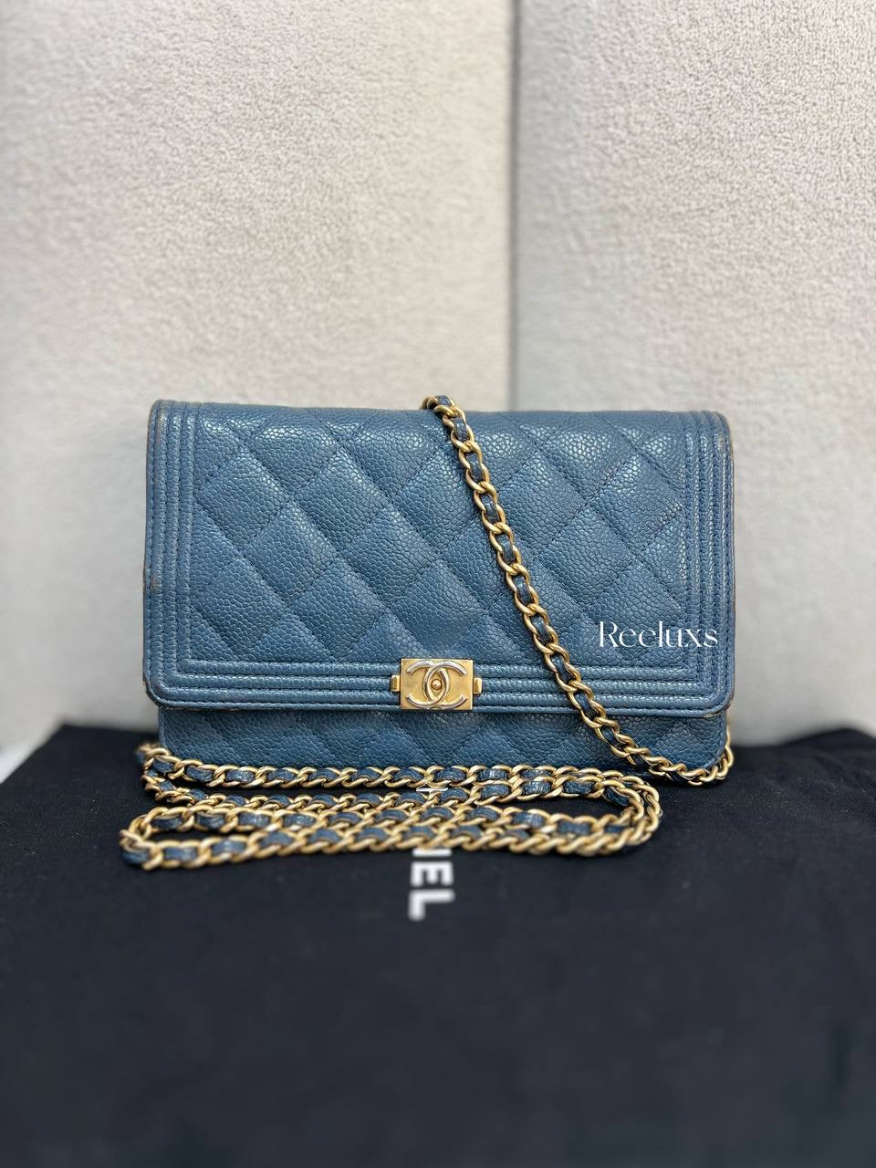 CHANEL Caviar Quilted Boy Wallet On Chain ( WOC )