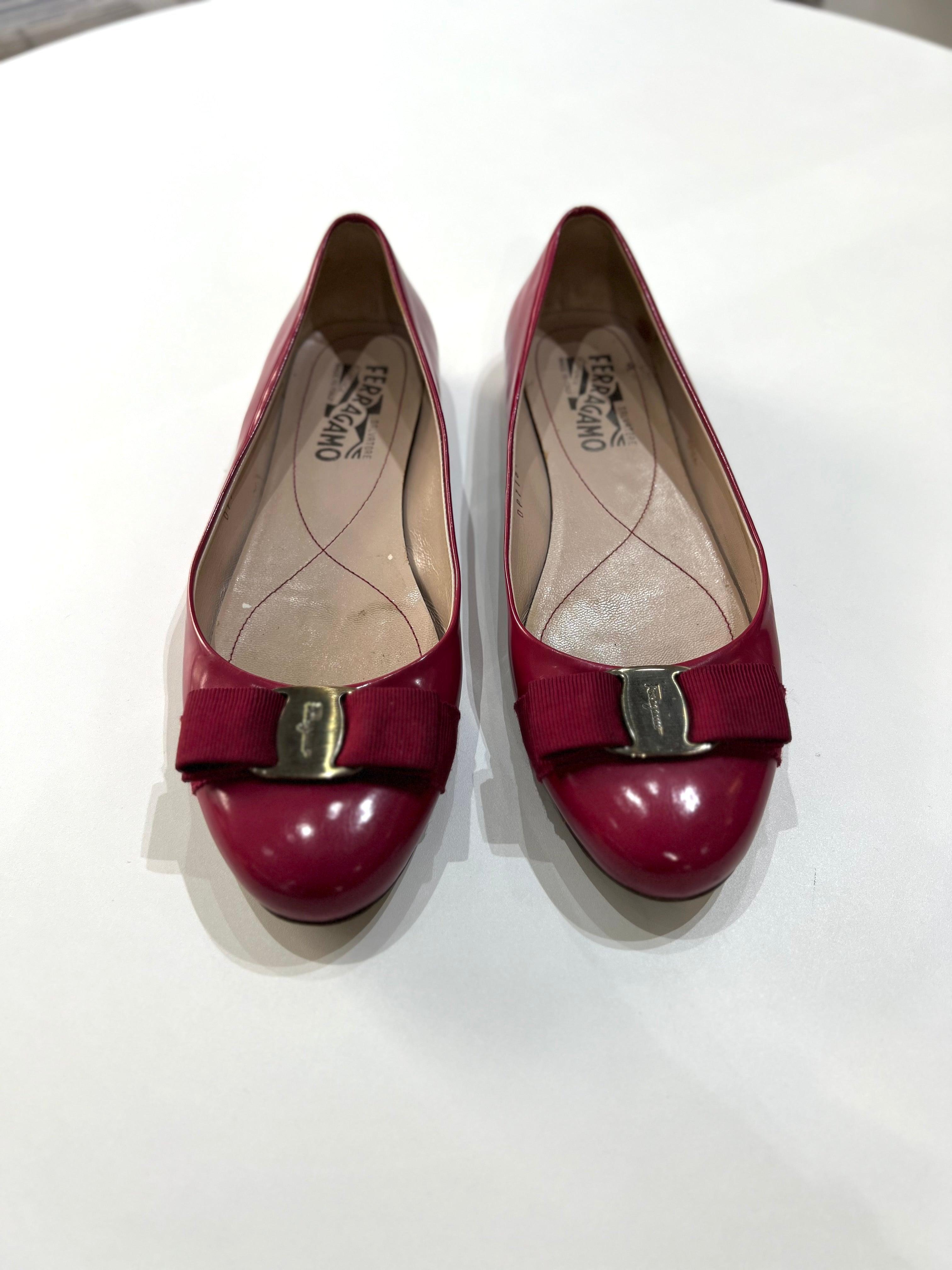 Ferragamo Vera ballet flats bow pink Size 7 1/2 - Reeluxs 