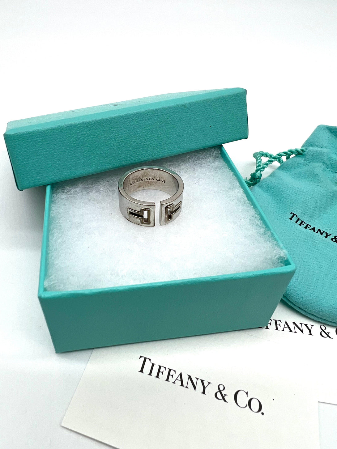 Tiffany & Co Sterling Silver T Cutout Wide Band Ring - Reeluxs 