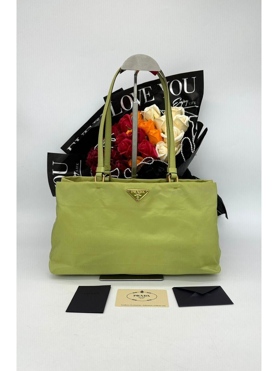 PRADA Lime Green Satin Mini Bag - Reeluxs 