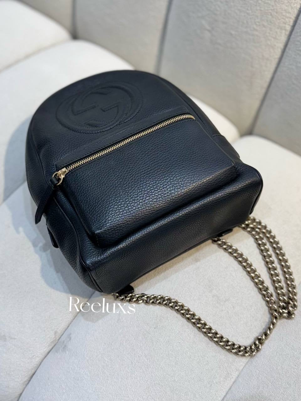 GUCCI Soho Leather Chain Backpack