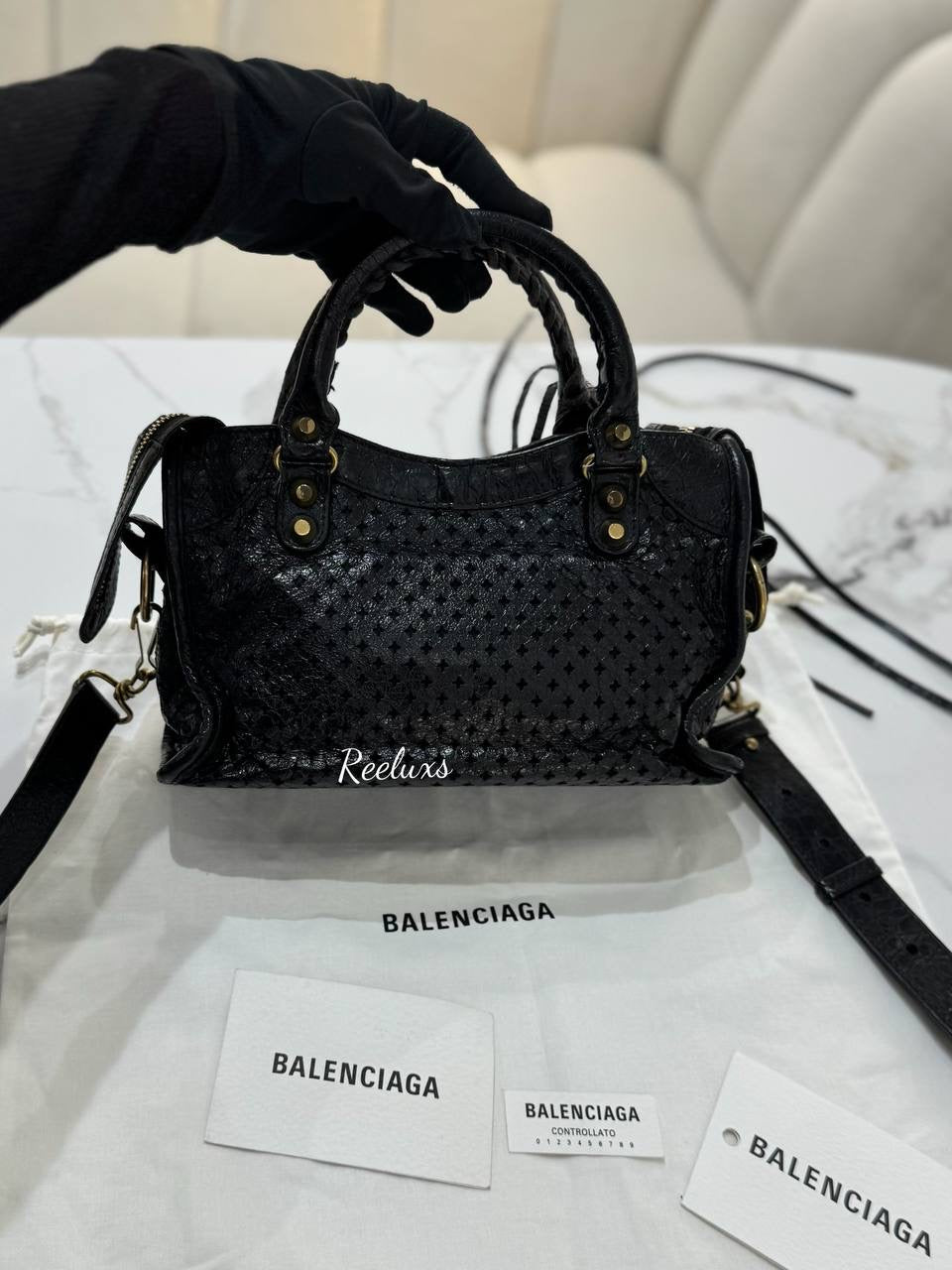 BALENCIAGA Classic City Perforated Mini Satchel Bag