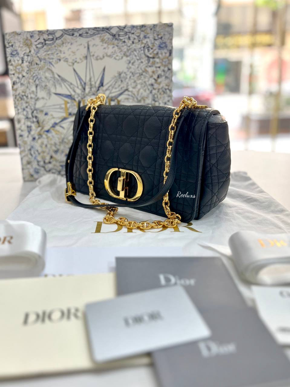 DIOR Black Caro Medium Crossbody Bag For Lady - Full Set