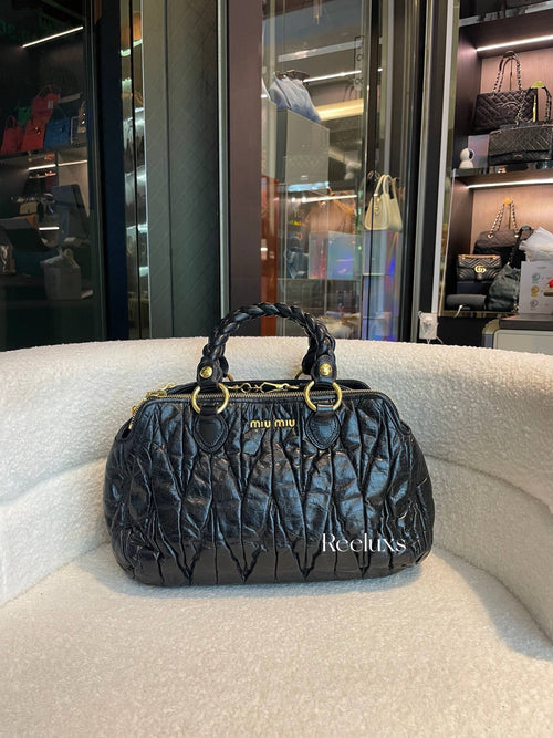 Miu Miu Matelasse Lux Neri Pleated Large Bag