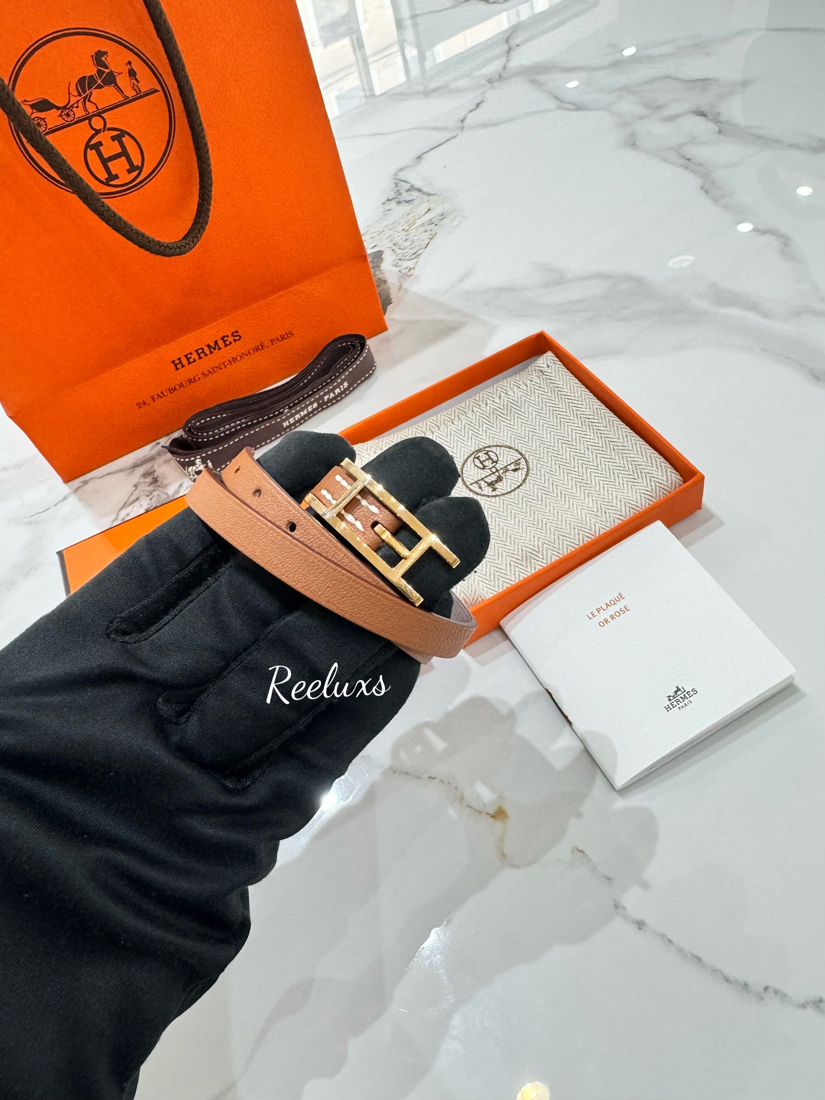 2023 FULLSET HERMES Brown Leather Bracelet
