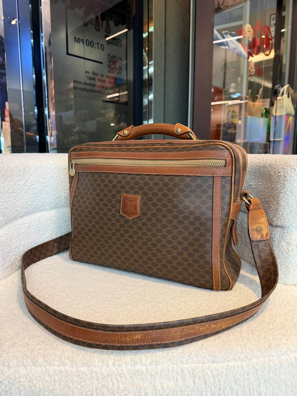 Celine M09 Classic Logo Print Brown Mcadam Business 2-way Bag