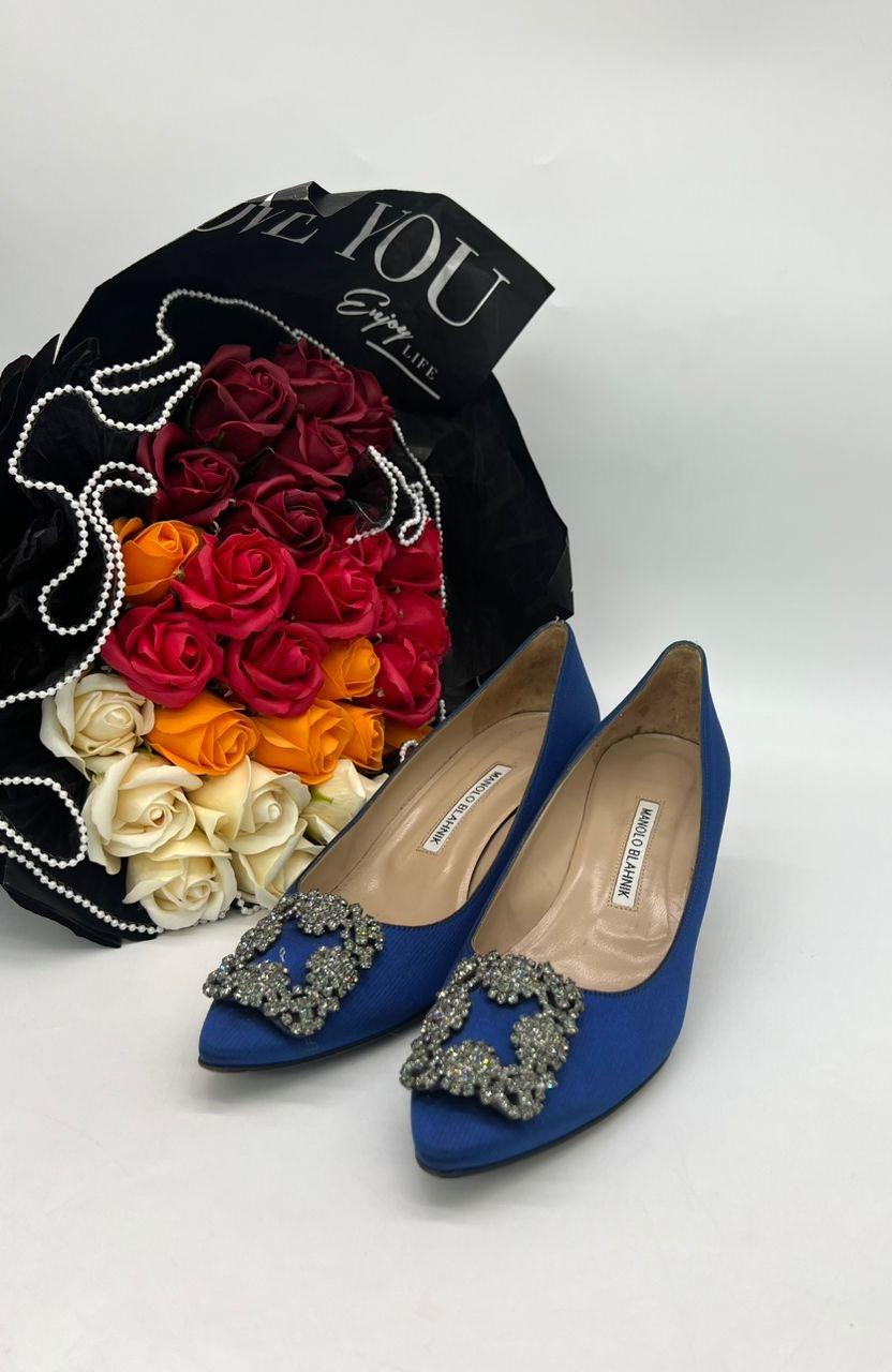 MANOLO BLAHNIK&nbsp; Satin Heels In Blue Women’s Fashion - Reeluxs 