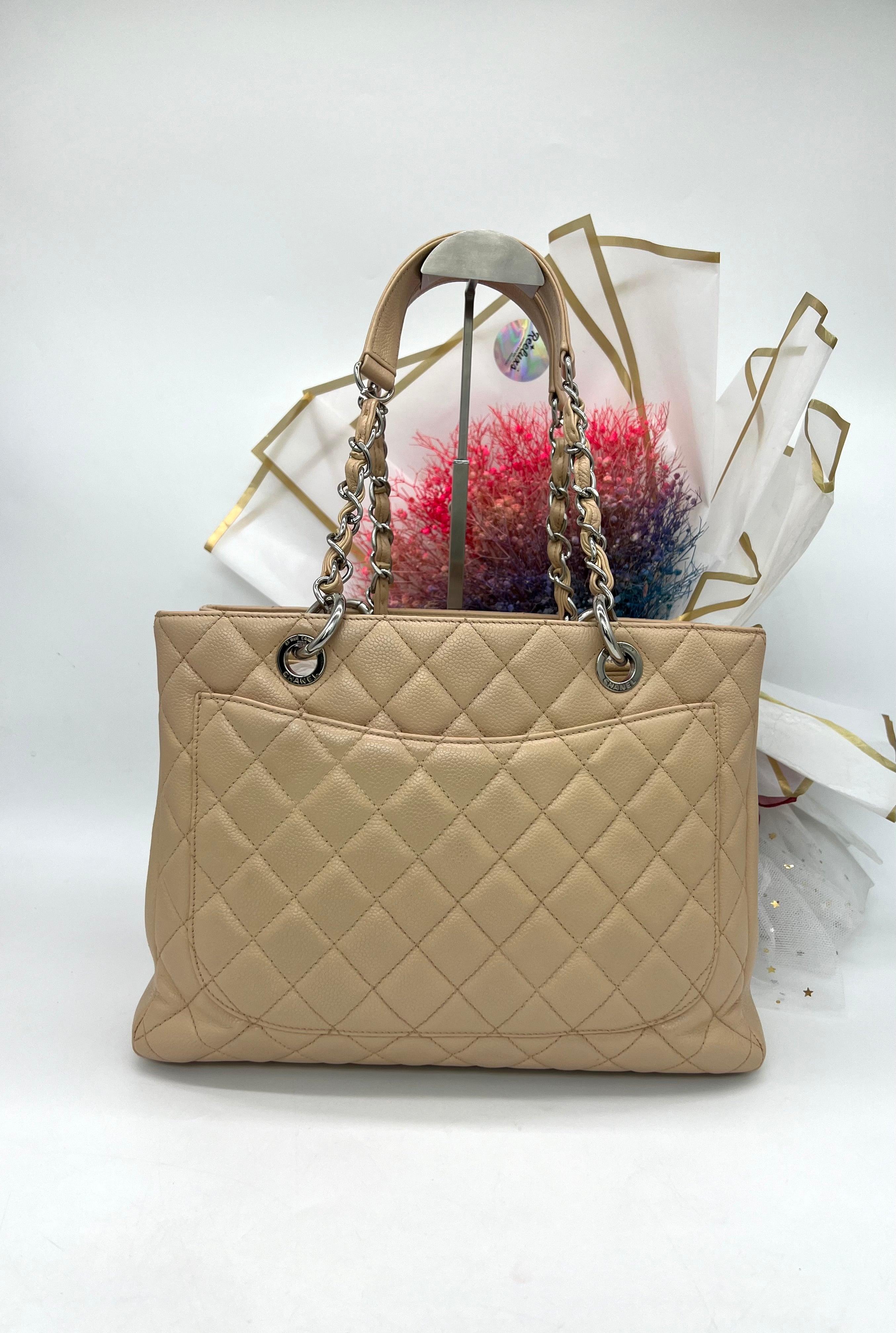 CHANEL GST Beige Silver Hardware - Reeluxs 