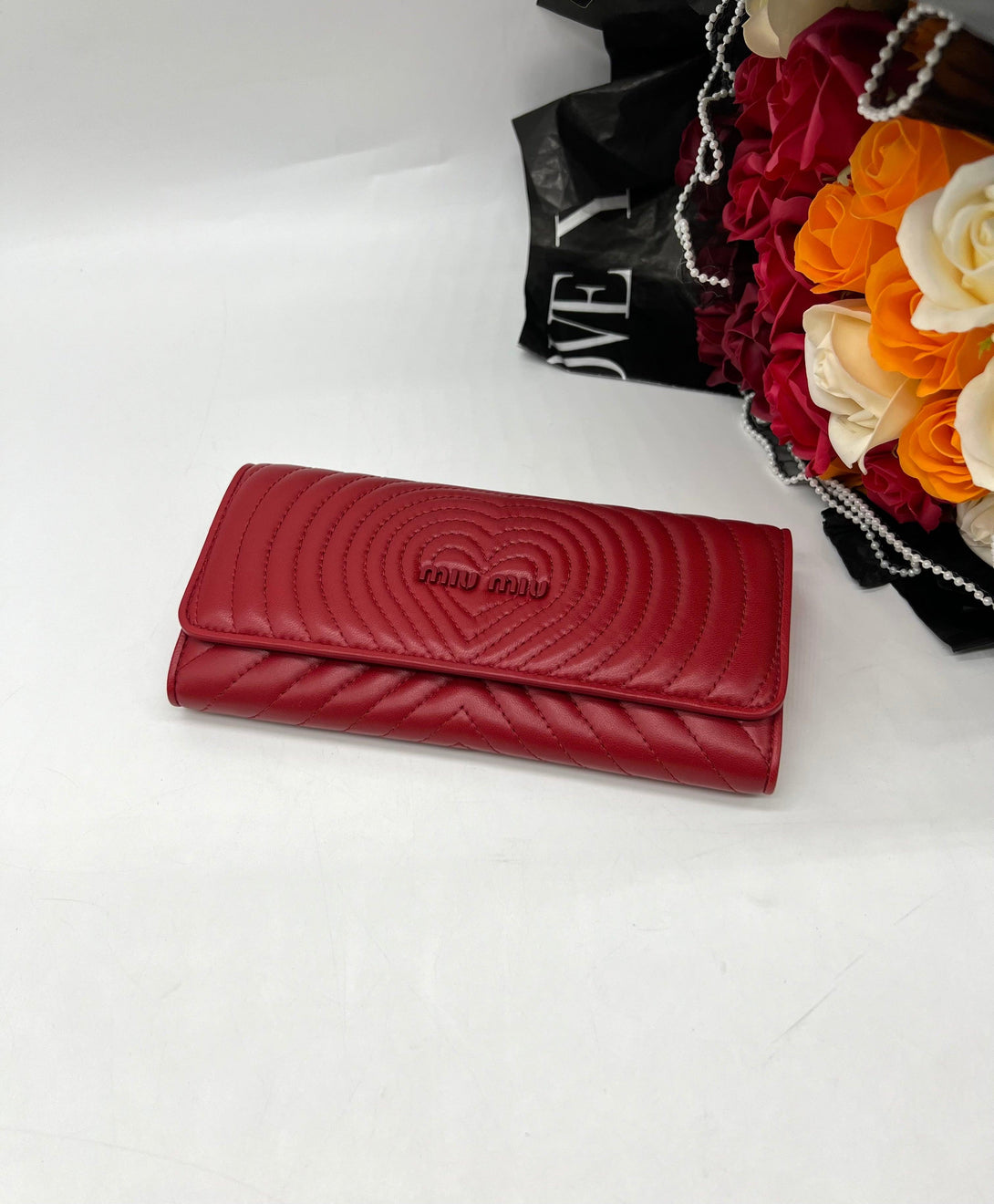 MIU MIU Red Leather Long Wallet - Reeluxs 