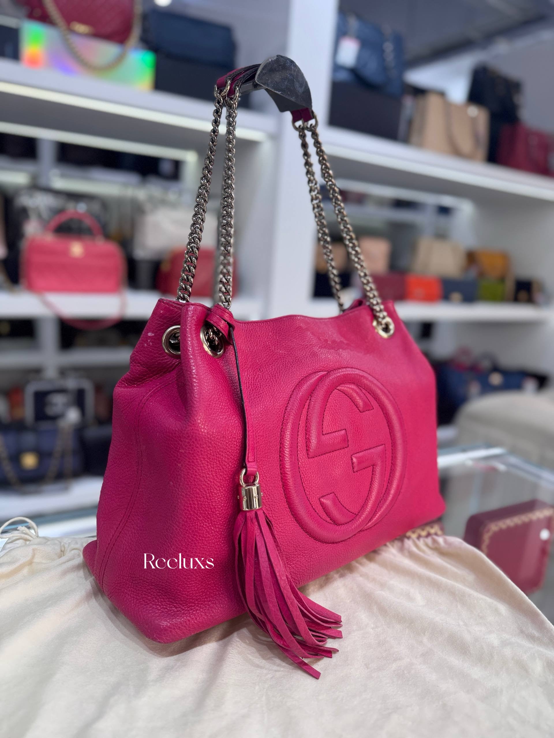 GUCCI Soho Chain Pink Tote Bag